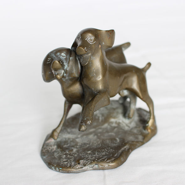 Pups at Play - Brass Sculpture
