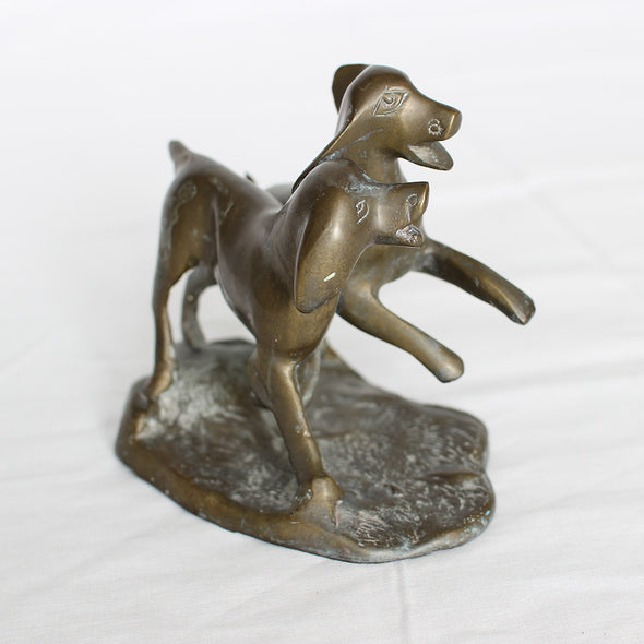 Pups at Play - Brass Sculpture