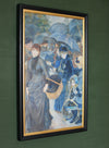 UK National Gallery canvas of Les Parapluies stretched and framed here at Gallery33.  A&nbsp;modest bullnose moulding frame with an ebonised finish showing&nbsp; the wood's grain